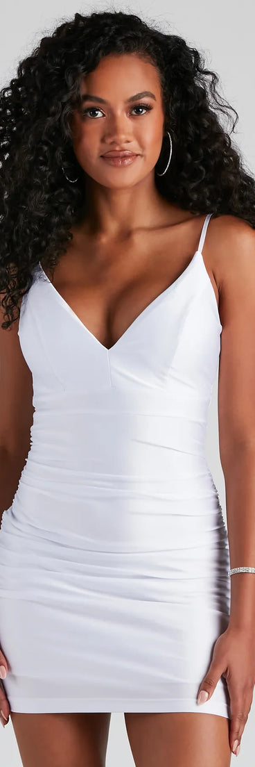 Camila Formal Ruched Open Back Mini Dress