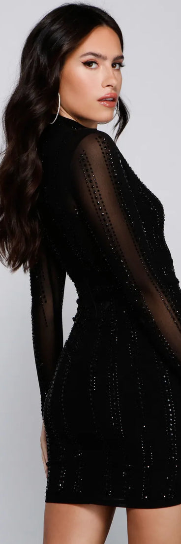 Amelia Rhinestone Mesh Bodycon Dress