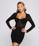 Marissa Rhinestone Sheer Mesh Mini Dress