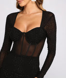 Marissa Rhinestone Sheer Mesh Mini Dress