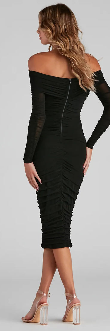 Giada Formal Ruched Midi Bodycon