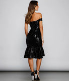 Sarah Off-The-Shoulder Sequin Midi Dress