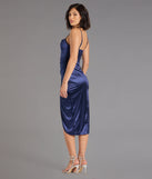 Margaret Formal Satin Wrap Midi Dress