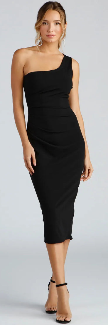 Alessandra Formal One-Shoulder Midi Dress