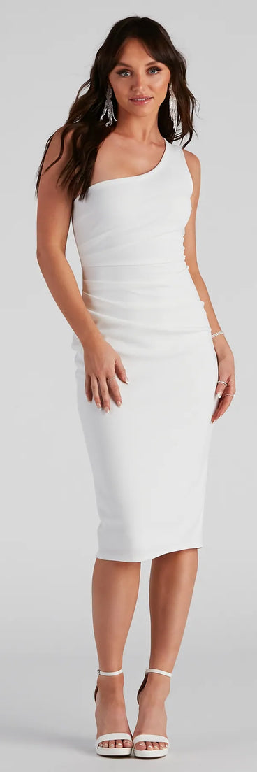 Alessandra Formal One-Shoulder Midi Dress