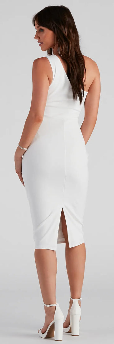 Alessandra Formal One-Shoulder Midi Dress