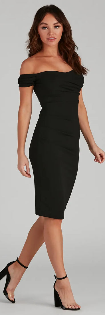 Quinn Formal Off The Shoulder Midi Dress