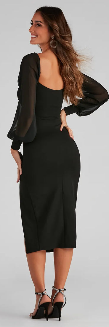 Trista Formal Long Sleeve Midi Dress
