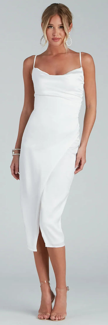 Callie Sleeveless Satin Midi Dress