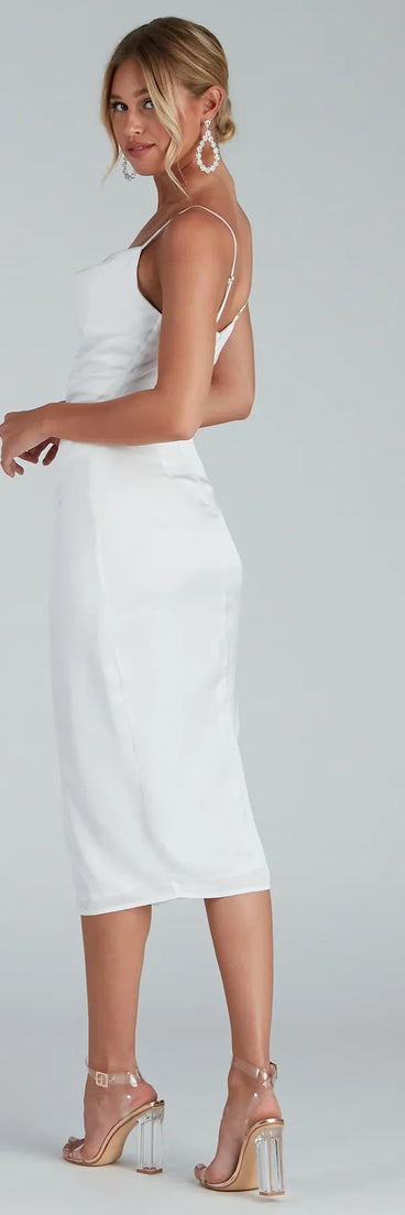 Callie Sleeveless Satin Midi Dress