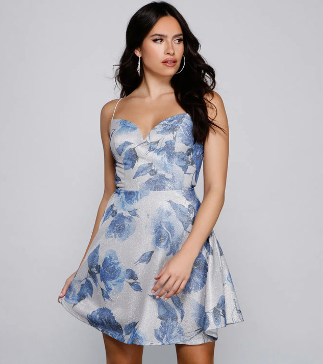 Vivi Formal Foiled Woven Glitter Party Dress
