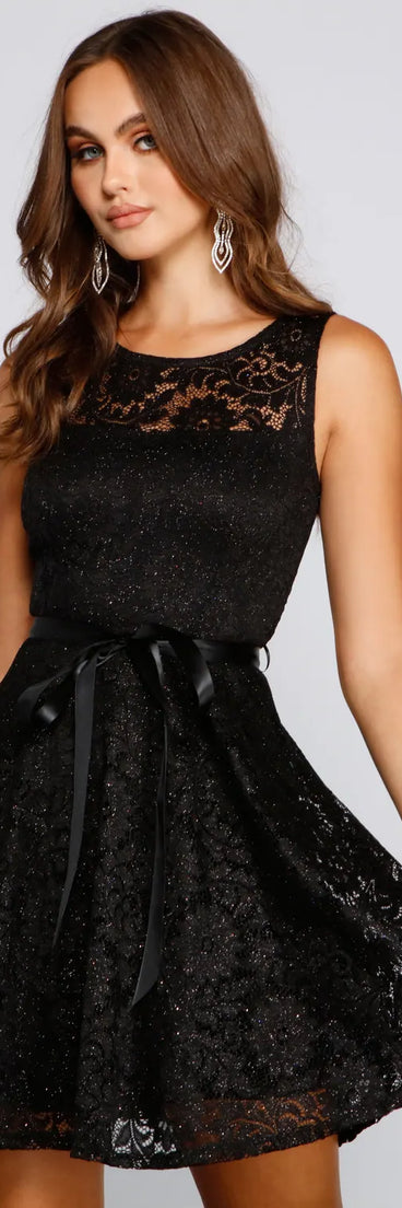 Violetta Formal Glitter And Lace Party Dress