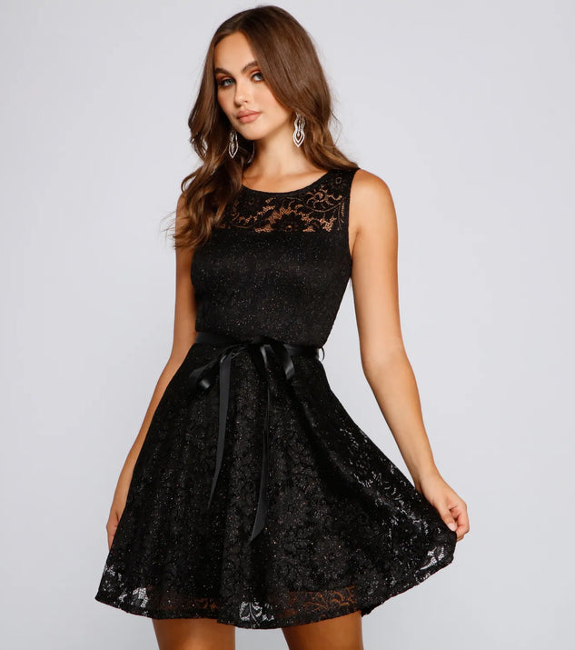 Violetta Formal Glitter And Lace Party Dress
