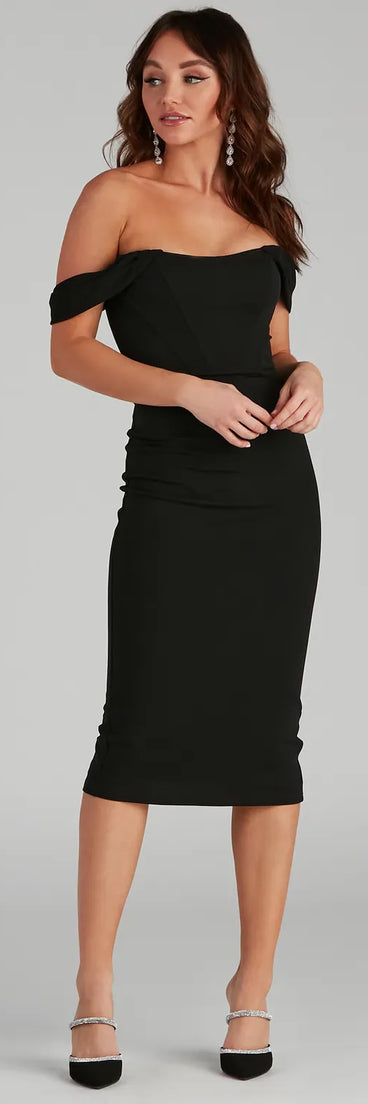 Sheila Crepe Corset Midi Formal Dress