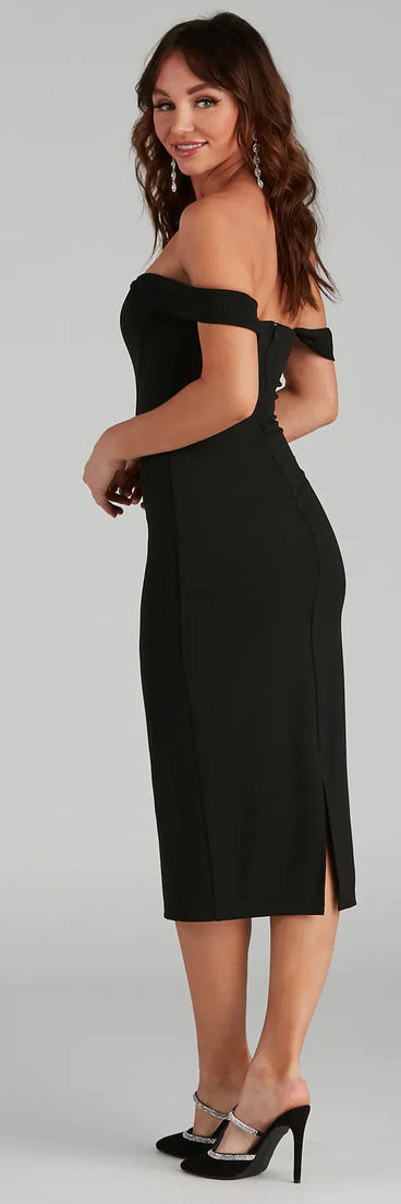 Sheila Crepe Corset Midi Formal Dress