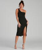 Summer Crepe One-Shoulder Midi Party Dress