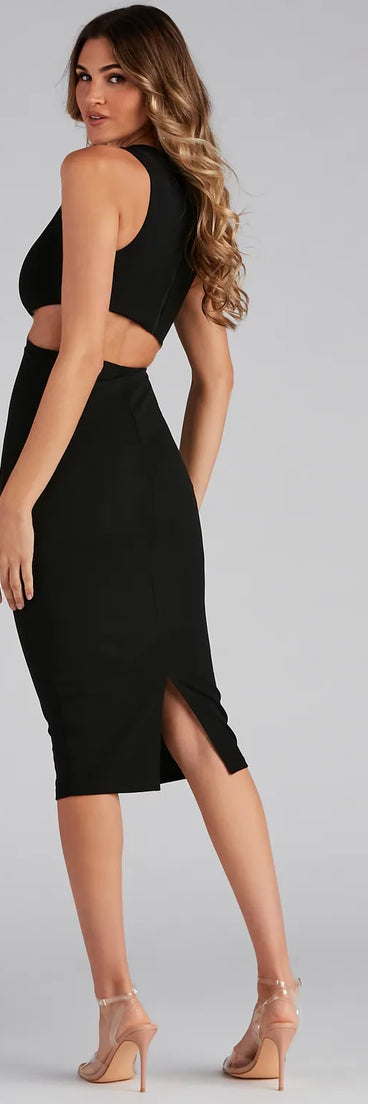 Sammy Formal Crepe Cutout Midi Dress