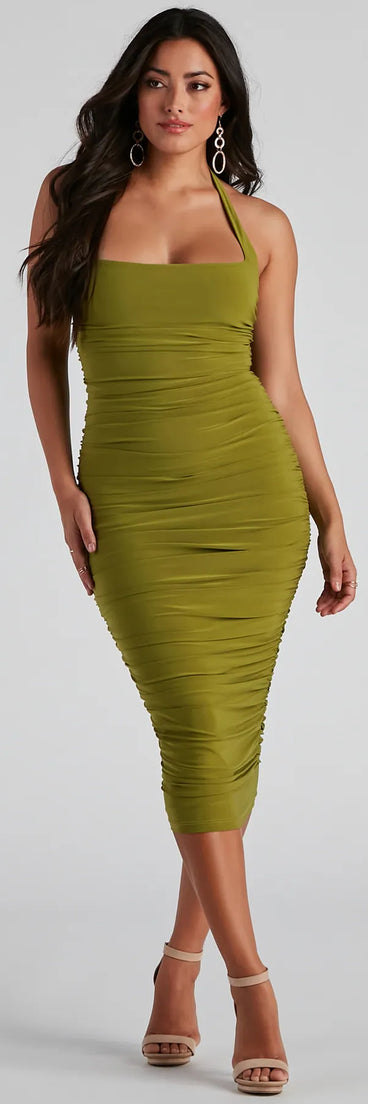 Celeste Sleeveless Halter Midi Dress