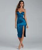 Astra Formal Satin Corset Midi Dress