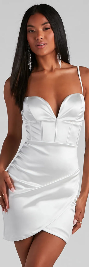 Araceli Plunge Neck Satin Formal Dress