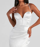 Araceli Plunge Neck Satin Formal Dress