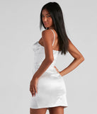Araceli Plunge Neck Satin Formal Dress