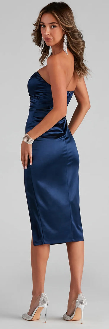 Casey Strapless Formal Midi Dress