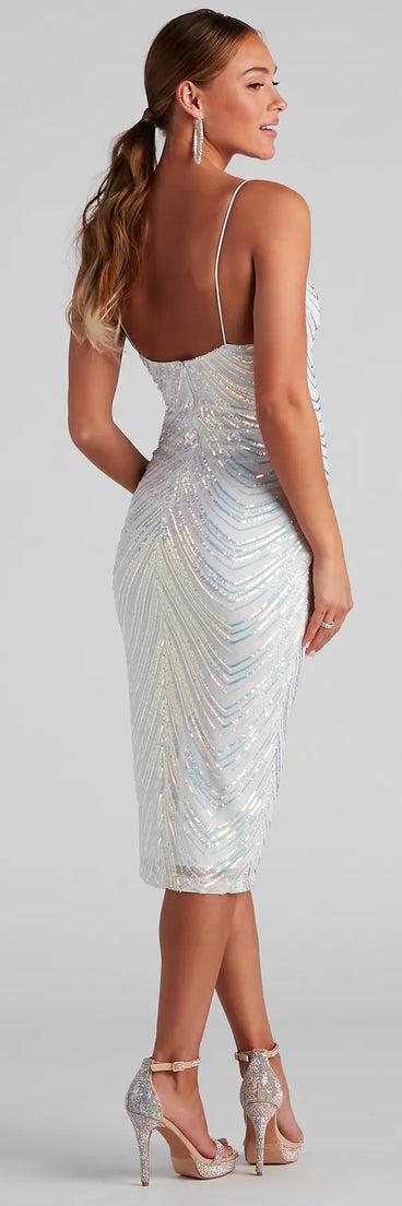 Carly Formal Sequin V-Neck Dress