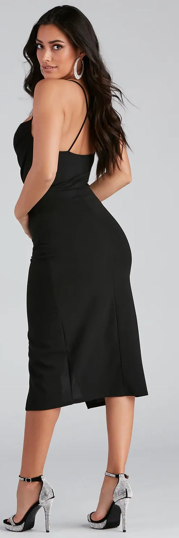Ashlyn Formal High Slit Midi Dress