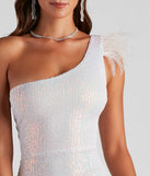Patricia Feather Detail Sequin Short Dress