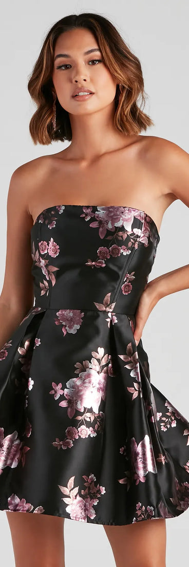 Mackenzie Floral Satin Party Dress