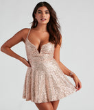Lisa Sequin V-Neck Party Dress