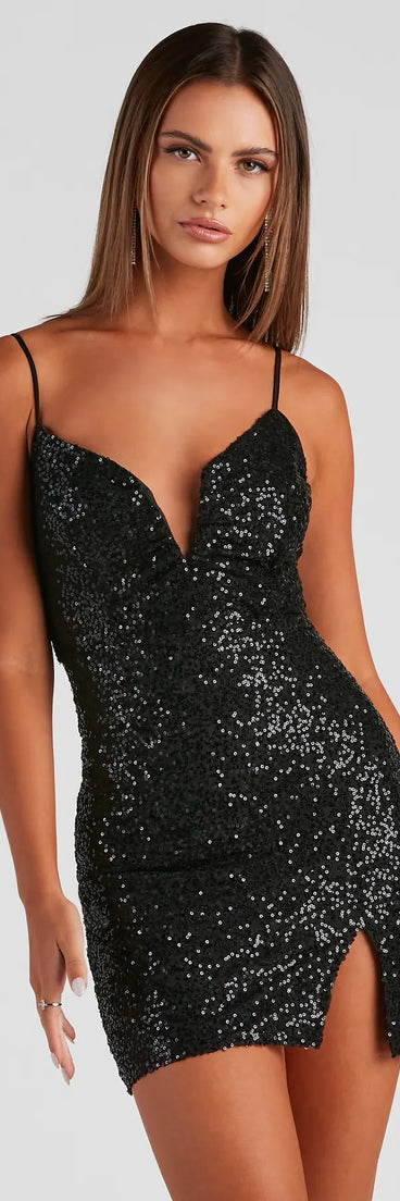 Jalene Sequin V-Neck Party Dress