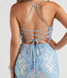 Own every entrance in the Brynlee Sequin Embroidered Bodycon Dress, a light blue party dress perfect for milestone birthdays and grad parties, or dancing through autumn nights and unforgettable bachelorette celebrations.
