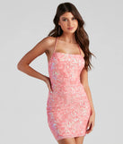 Make a bold statement in the Brynlee Sequin Embroidered Bodycon Dress in coral, the perfect fall dress for weddings, cocktail hours, nights out, and/or seasonal celebrations.