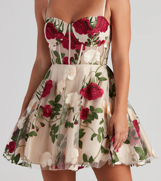 darcie floral bustier party dress Darcie Floral Bustier Party Dress