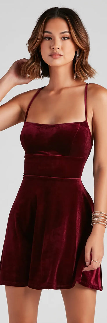 Liliane Velvet Lace-Up Party Dress