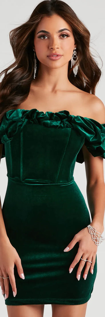 Beth Velvet Ruffle Party Dress