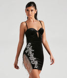 Laney Rhinestone Pearl Velvet Mini Dress