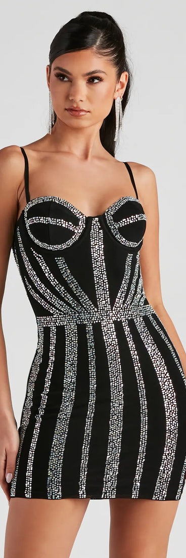 Kalani Iridescent Rhinestone Corset Mini Dress