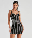 Kalani Iridescent Rhinestone Corset Mini Dress