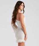 Donna Sequin Feather Trim Party Dress