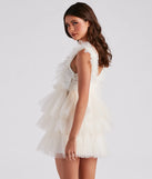 Devon Ruffled Tulle V-Neck Party Dress