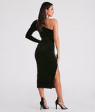 Claire Formal One-Shoulder Velvet Midi Dress