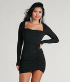 Toni Glitter Cowl Neck Mini Dress, a trendy black mini dress featuring modern details and a fresh seasonal hue, perfect for creating chic 2025 looks.