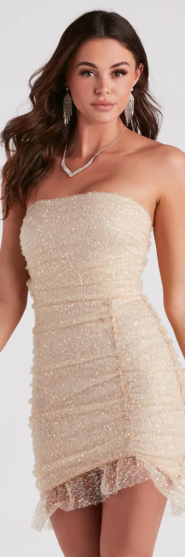 June Sequin Strapless Party Dress