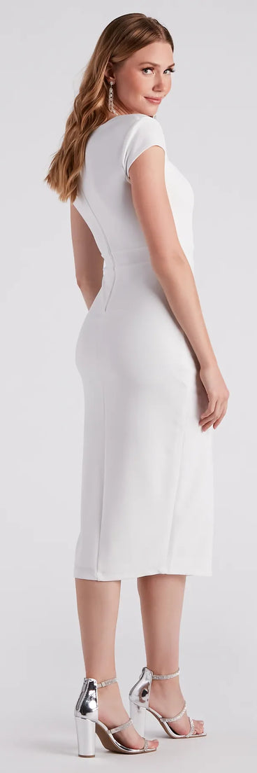 Elise Formal Short Sleeve Midi Dress