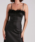 Lizzy Feather Trim Satin Slip Dress