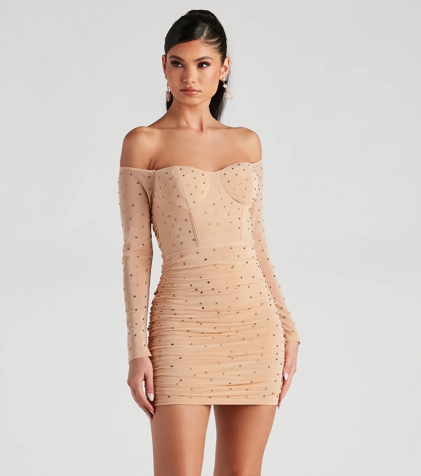 めい　0605 Beaded Rhinestone Pearl Bodysuit | Windsor