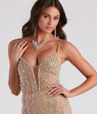 Luisa Rhinestone V-Neck Midi Dress
